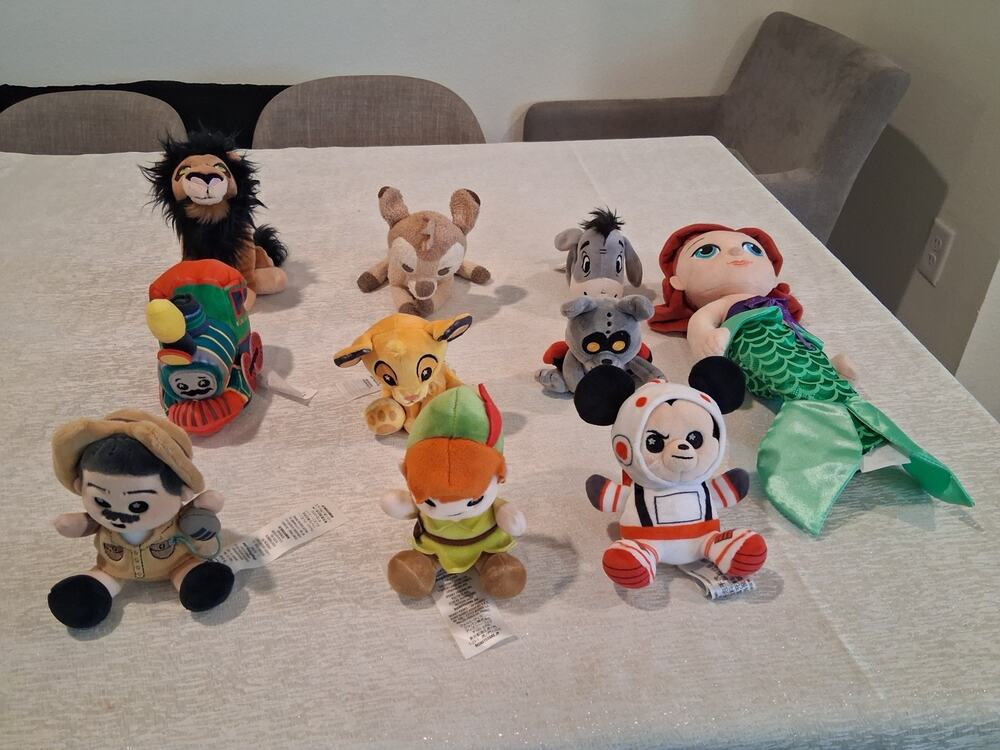 Disney Parks Wishables Plush Lot 9 Little Mermaid Ariel Peter Pan Scar Simba...